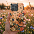 Honeybee Tough iPhone Case | Vintage Botanical Flower Cover
