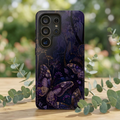 Purple Night Butterflies Samsung Galaxy Phone Case | Moody Purple Floral Cover