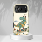 Cute Skateboarding Dinosaur Tough iPhone Case | Vintage Kid Aesthetic T Rex Cover