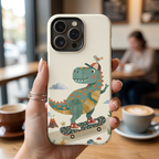 Cute Skateboarding Dinosaur Tough iPhone Case | Vintage Kid Aesthetic T Rex Cover