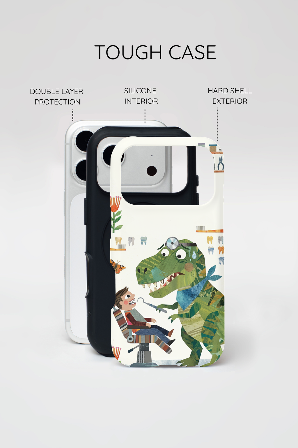 Dinosaur Dentist Tough iPhone Case | Cute Pediatric Dental Cover