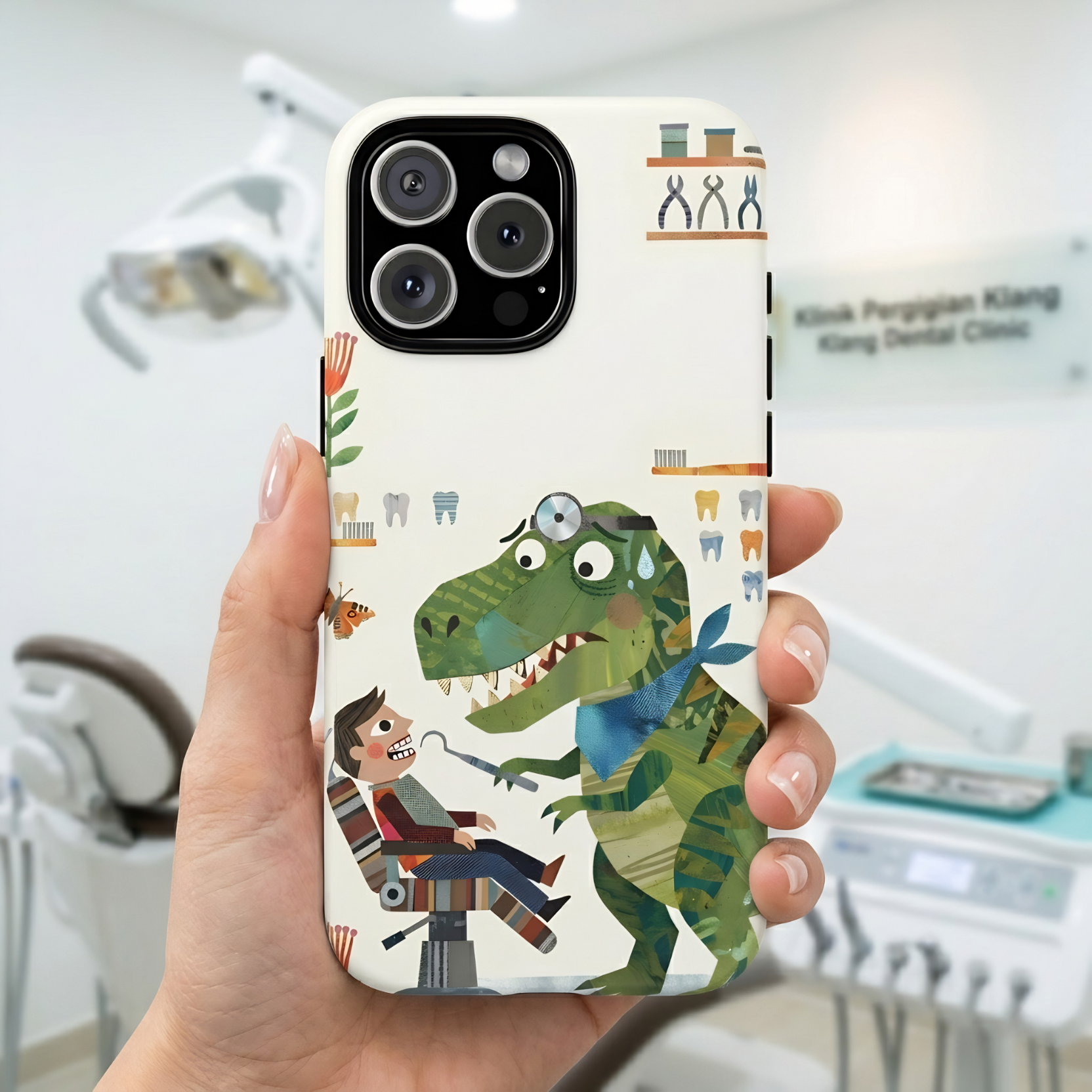 Dinosaur Dentist Tough iPhone Case | Cute Pediatric Dental Cover