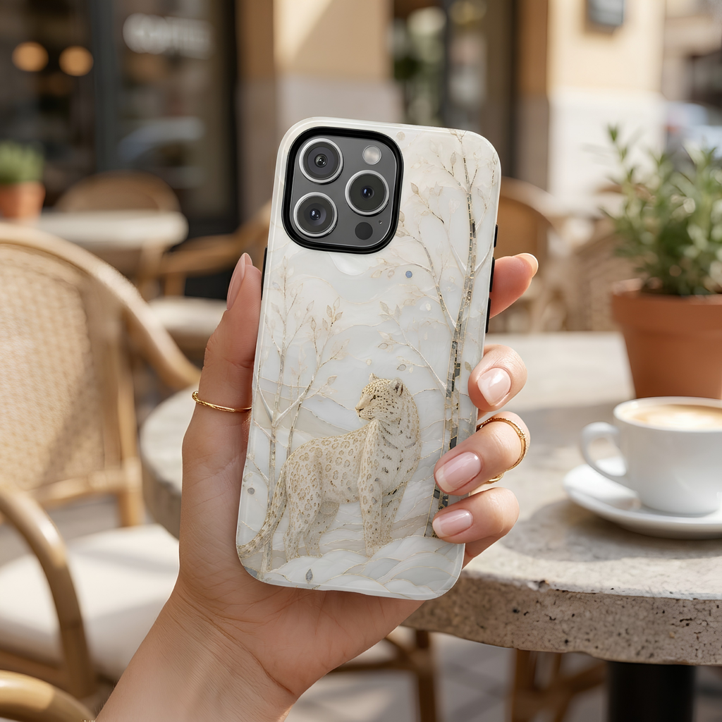 Snow Leopard iPhone Case | Winter Forest Phone Case