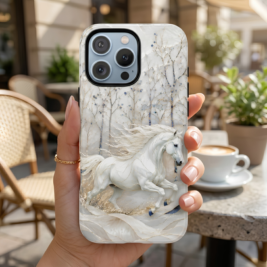 White Horse iPhone Case | Winter Forest iPhone Case