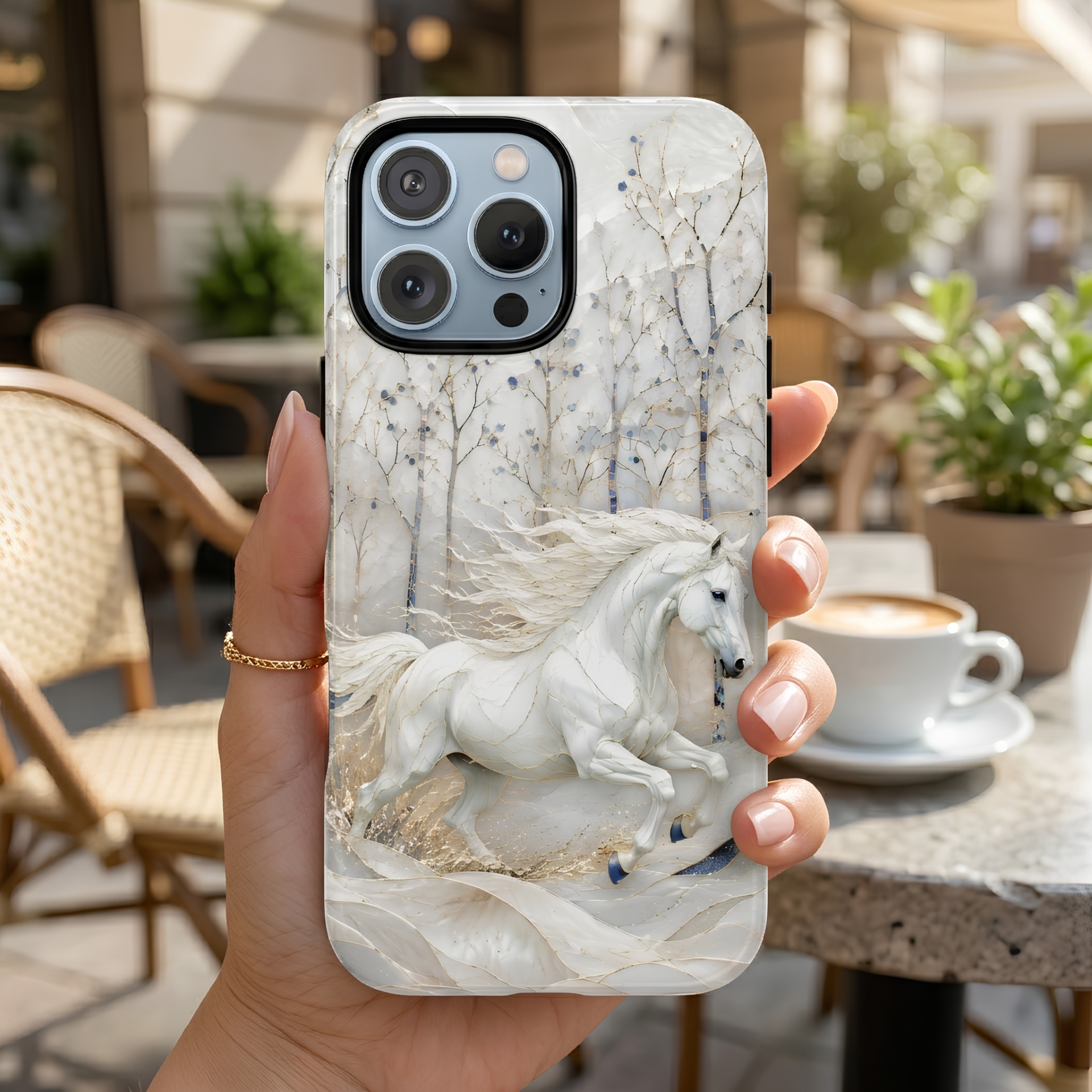 White Horse iPhone Case | Winter Forest iPhone Case