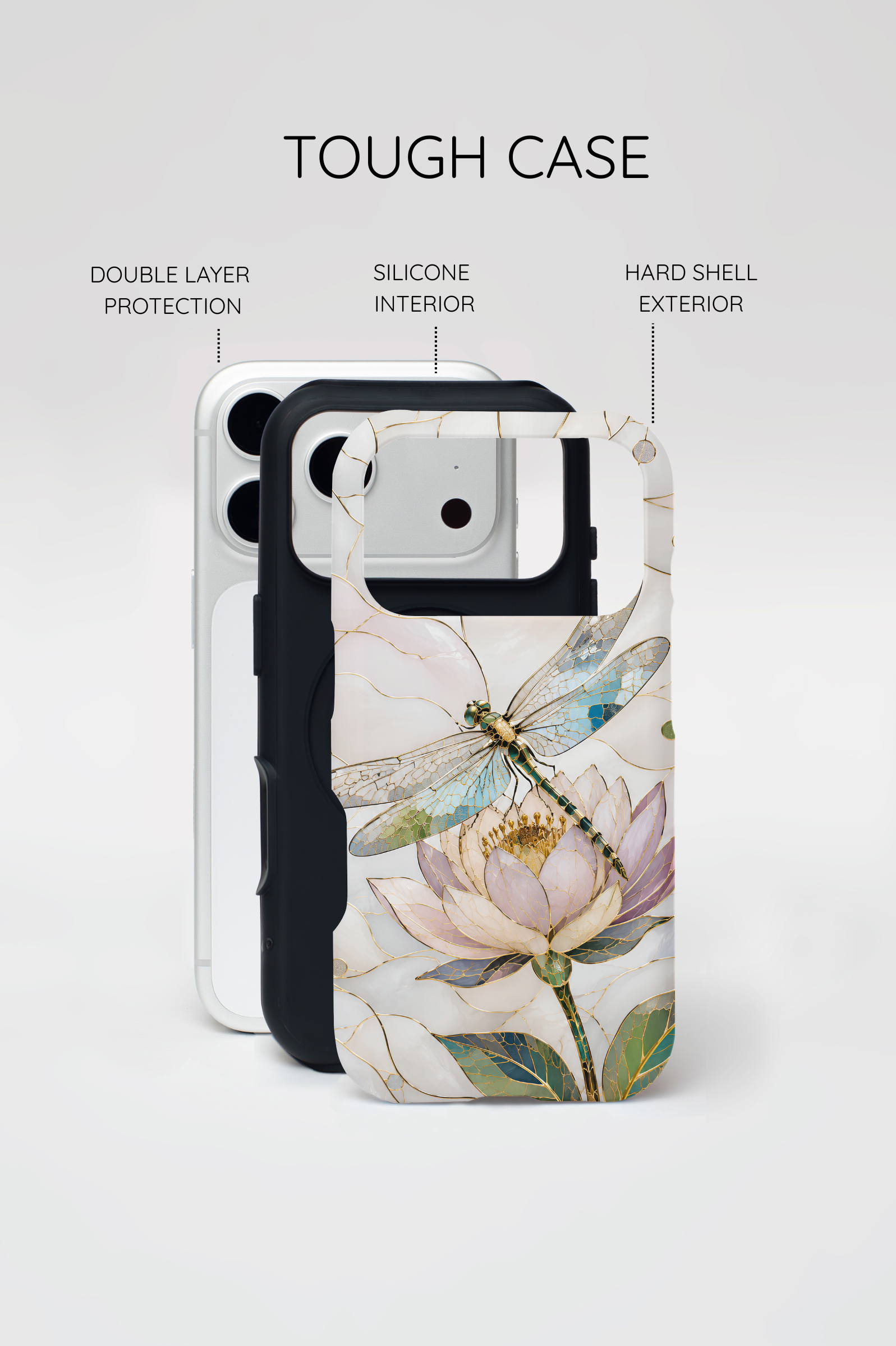 Dragonfly Lotus iPhone Case | Stained Glass Floral Phone Case