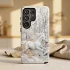 White Horse Samsung Galaxy Phone Case | Winter Forest iPhone Case