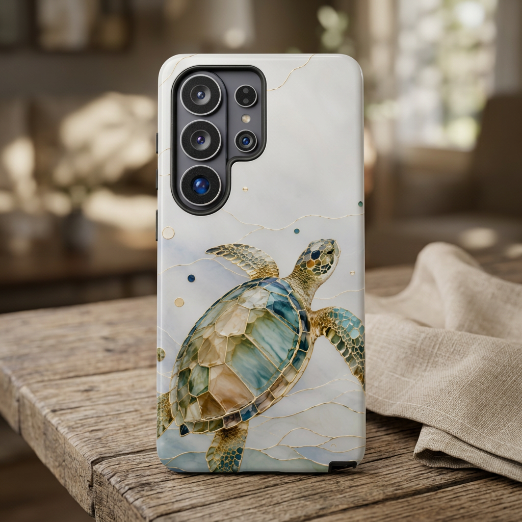 Sea Turtle Samsung Galaxy Phone Case | Stained Glass Turtle Phone Case