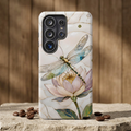 Dragonfly Lotus Samsung Galaxy Phone Case | Stained Glass Floral Phone Case