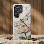 Dragonfly Lotus Samsung Galaxy Phone Case | Stained Glass Floral Phone Case