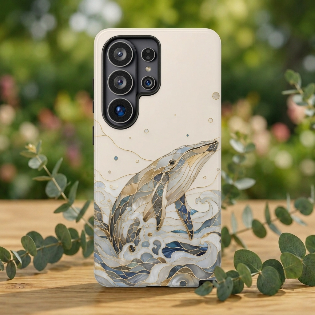 Stained Glass Whale Samsung Galaxy Phone Case | Ocean Phone Case
