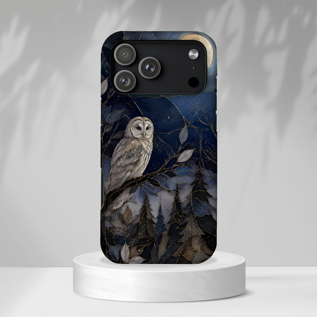 Owl Moon iPhone Case | Woodland Forest Night Art