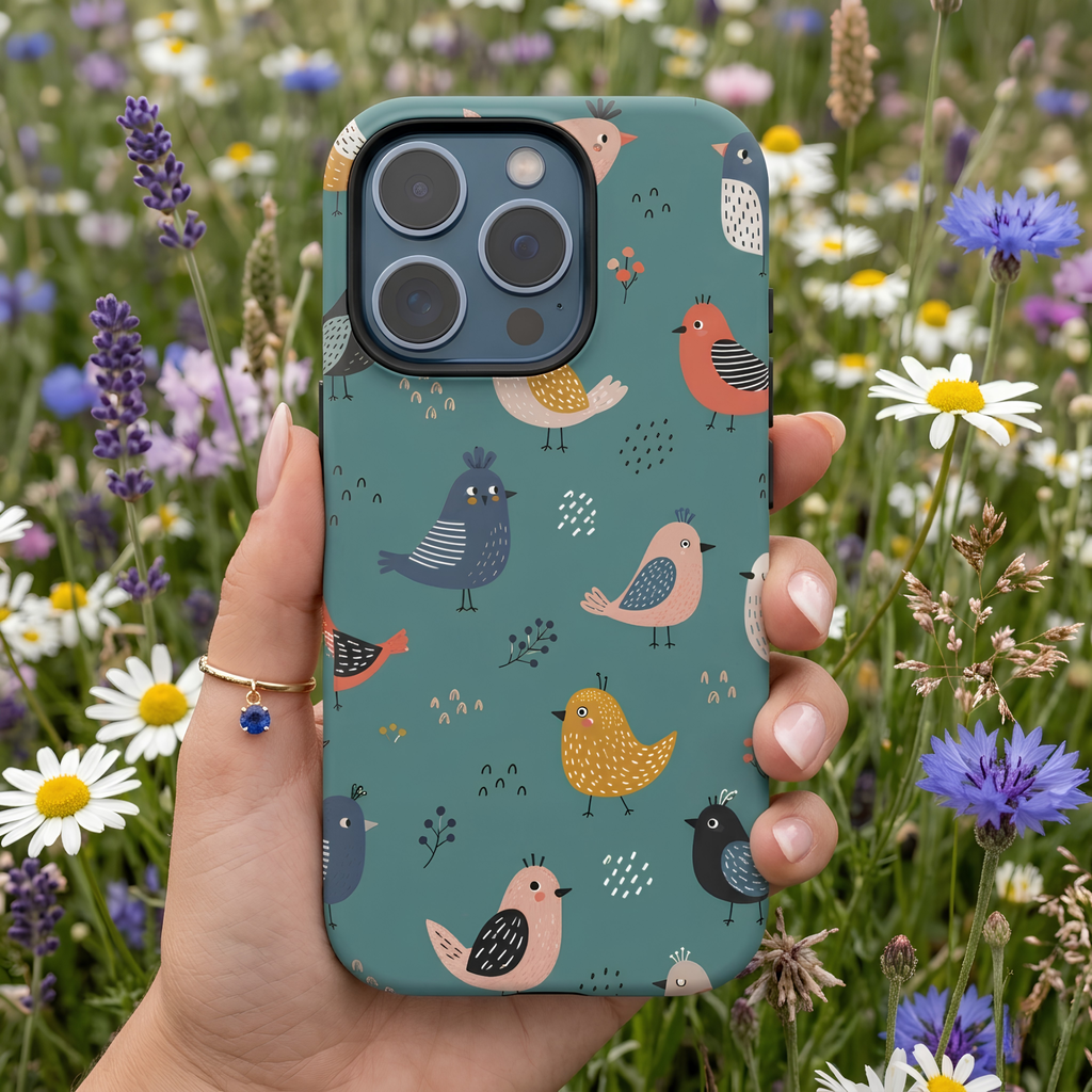 Colorful Bird iPhone Case | Cute Bird Pattern Cover