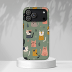 Cute Cat iPhone Case | Whimsical Cat Pattern Cover