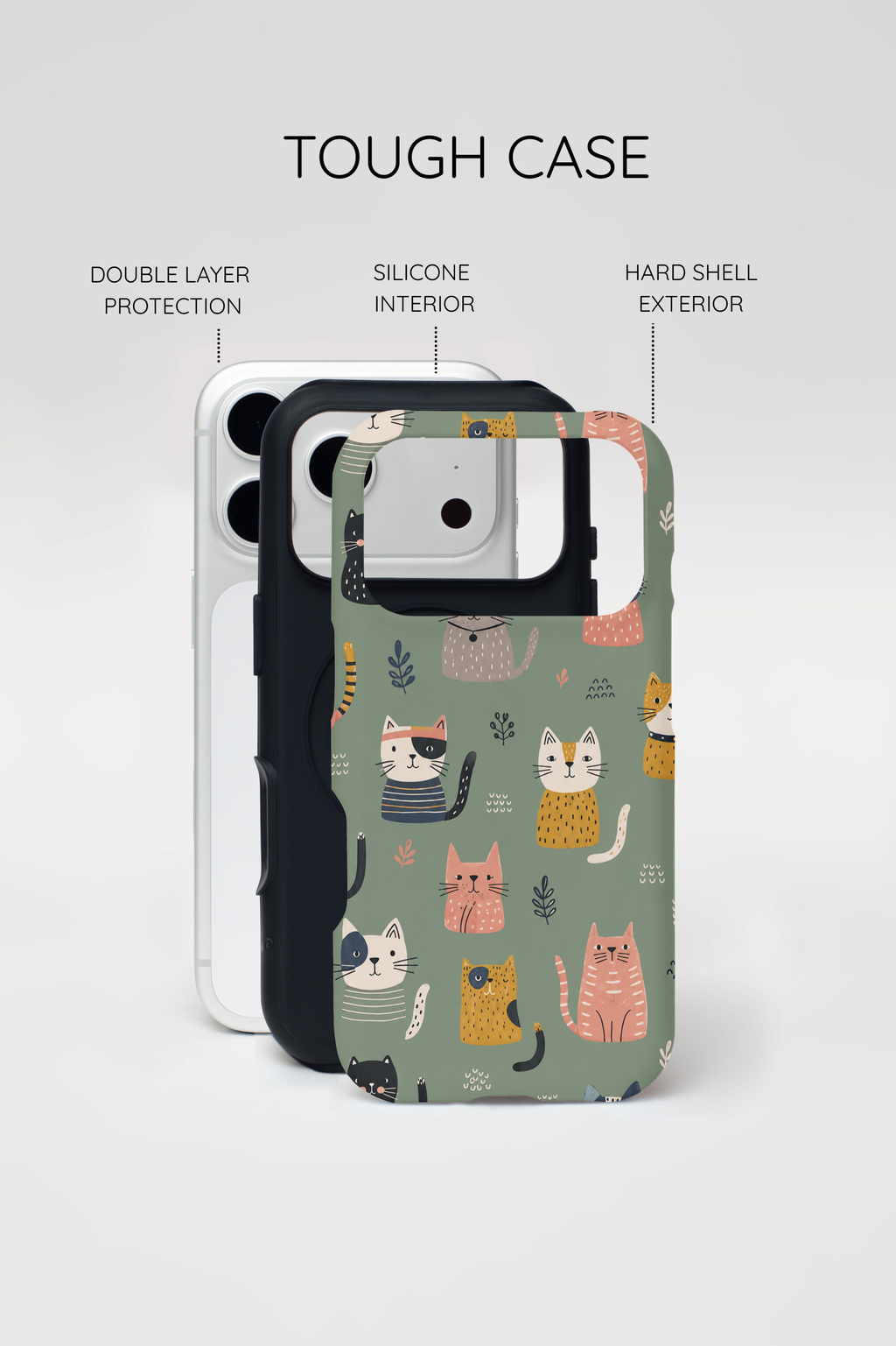 Cute Cat iPhone Case | Whimsical Cat Pattern Cover