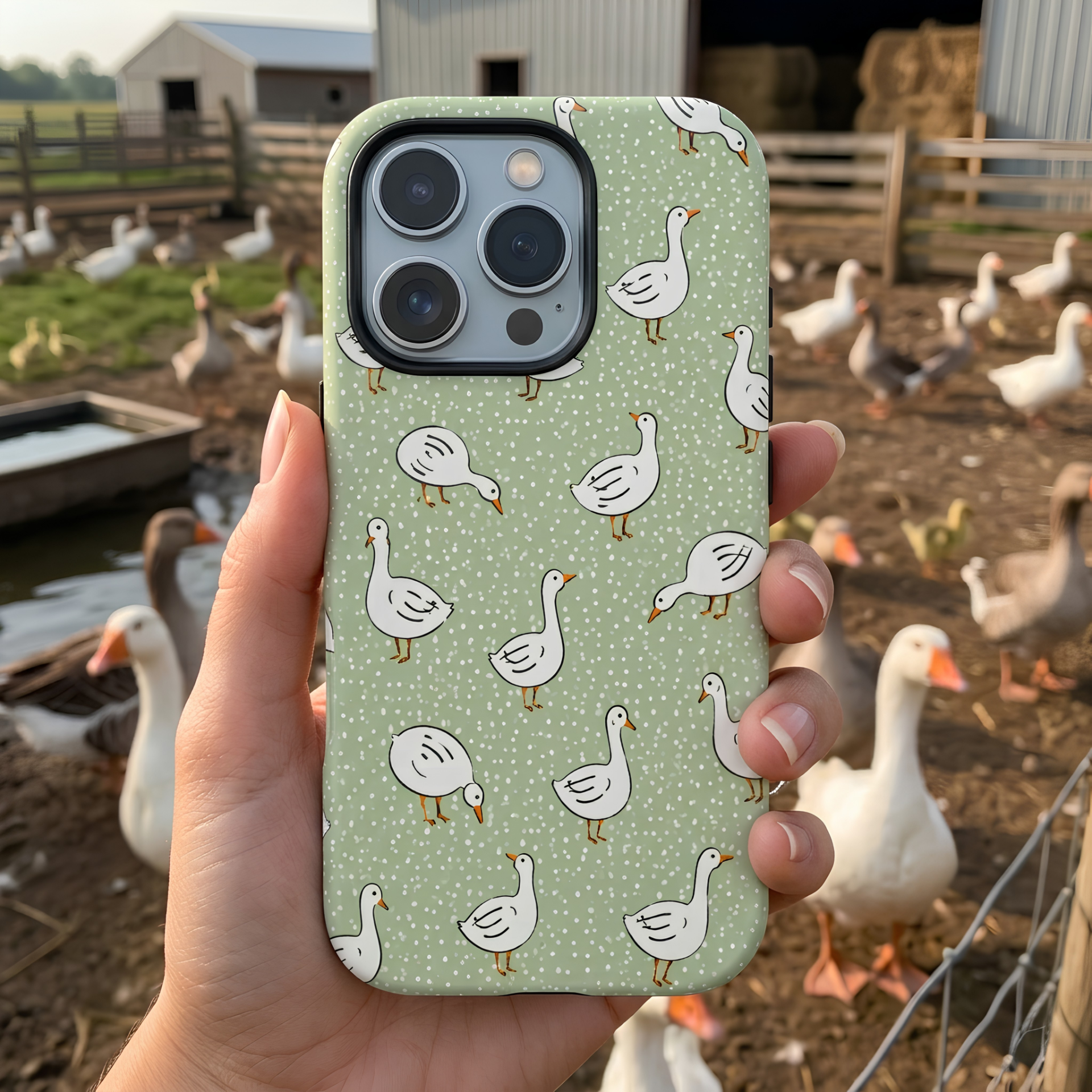 Goose iPhone Case | Cute White Goose Pattern Cover