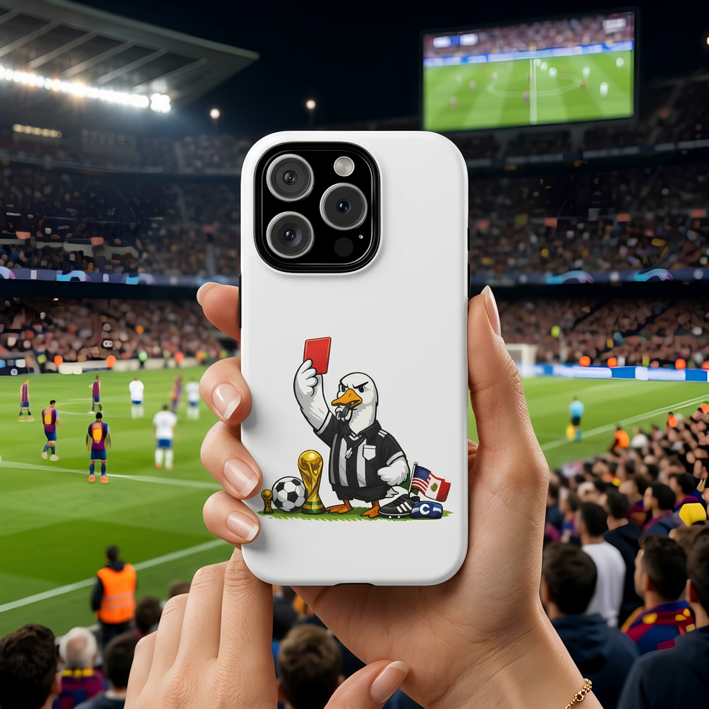 Funny Goose Referee iPhone Case | Soccer Red Card Art Cover