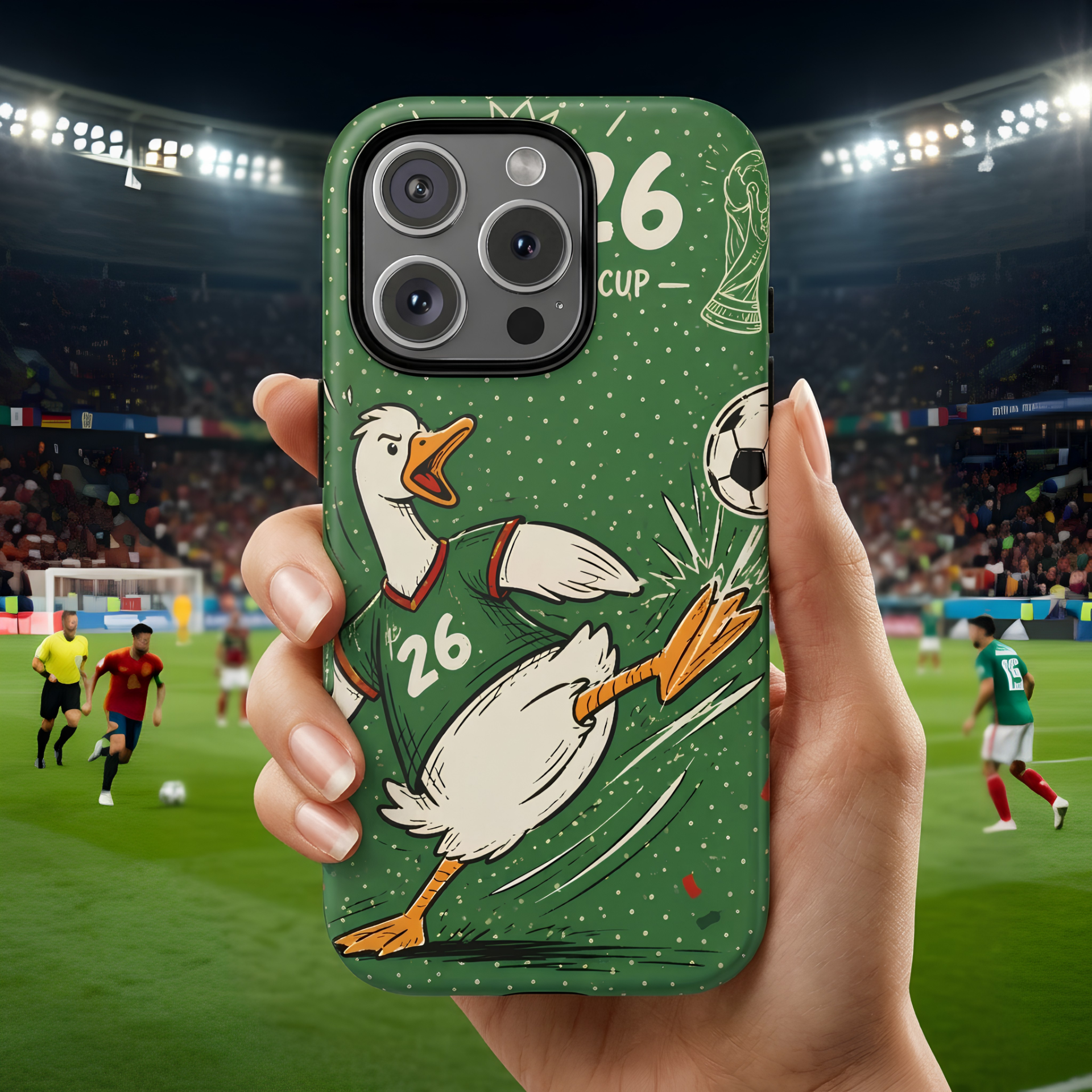 Soccer Duck iPhone Case | Funny Sports Mascot Cover