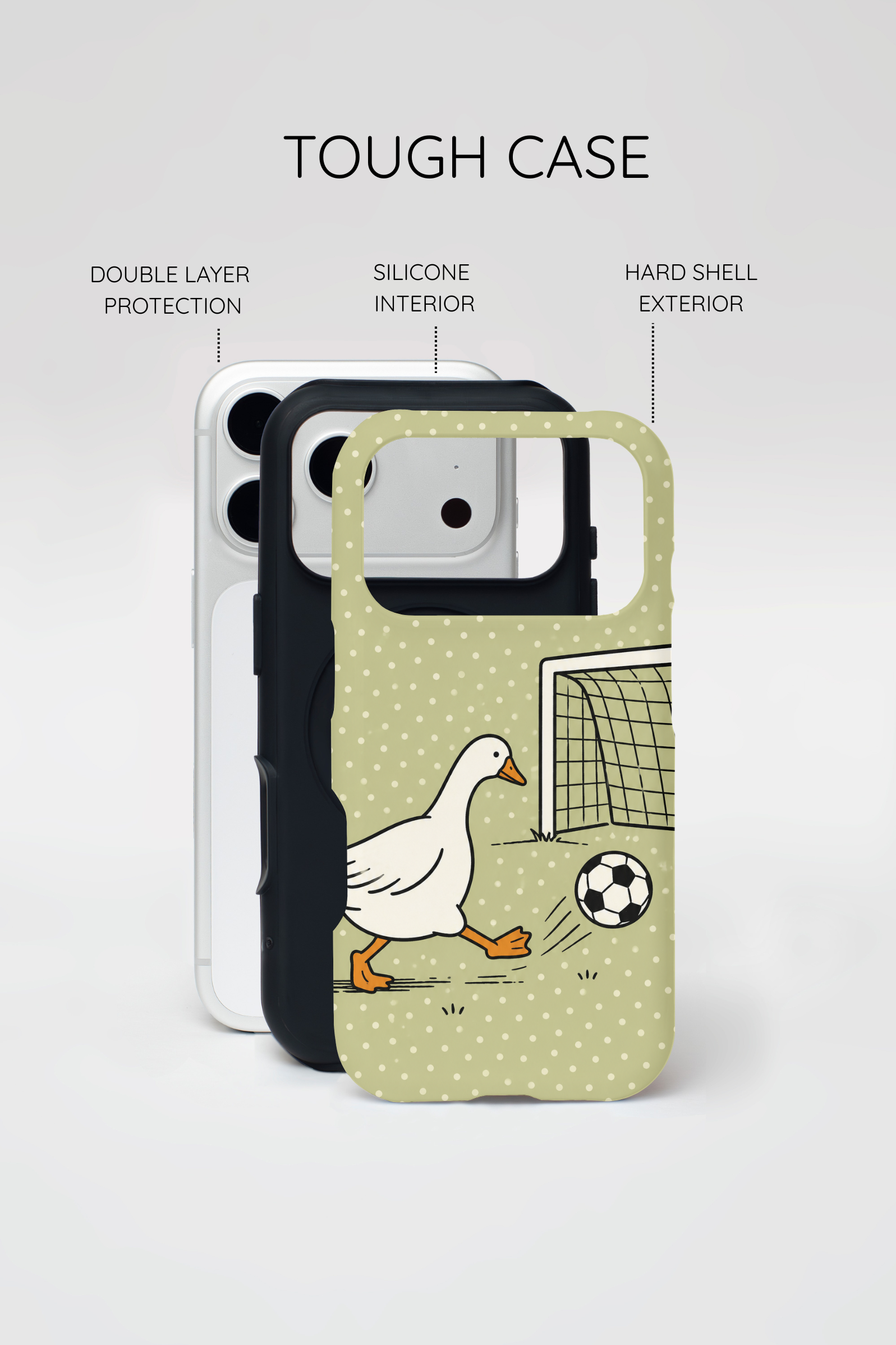 Funny Goose Soccer iPhone Case | Cute Sports Bird Cover