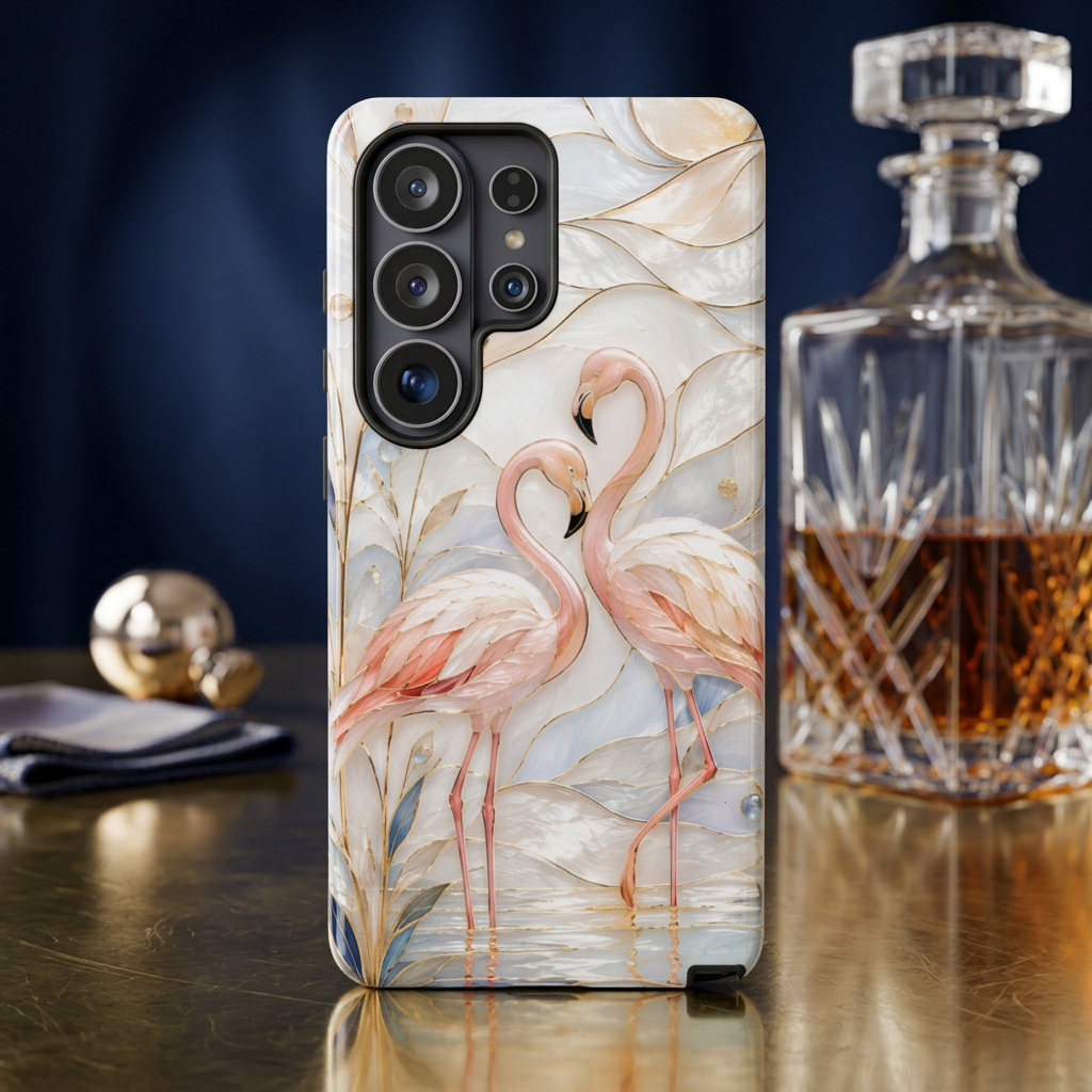 Flamingo Samsung Galaxy Phone Case | Stained Glass Bird Art