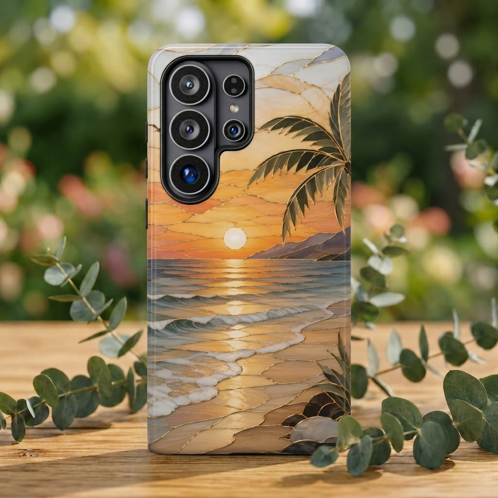 Beach Sunset Samsung Galaxy Phone Case | Coastal Ocean Art Cover