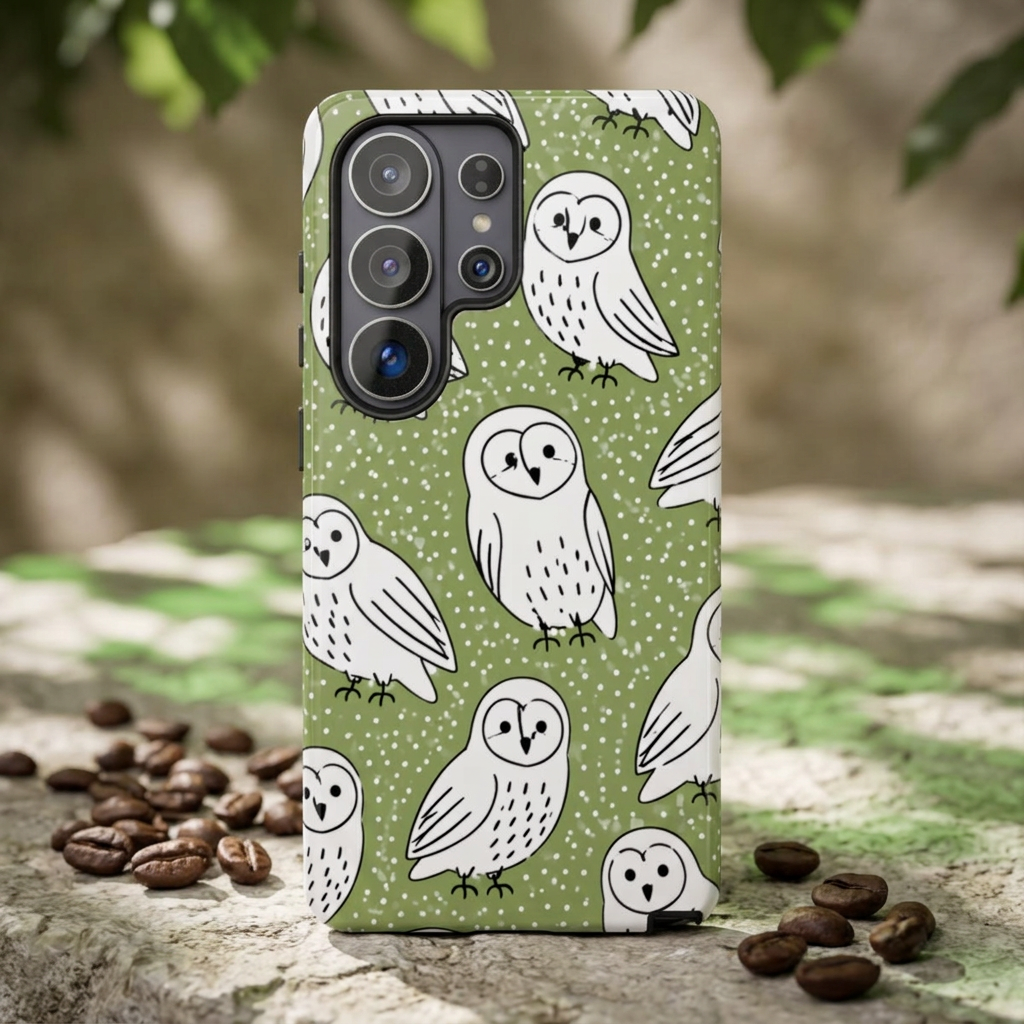 Barn Owl Samsung Galaxy Phone Case | Woodland Owl Pattern Cover