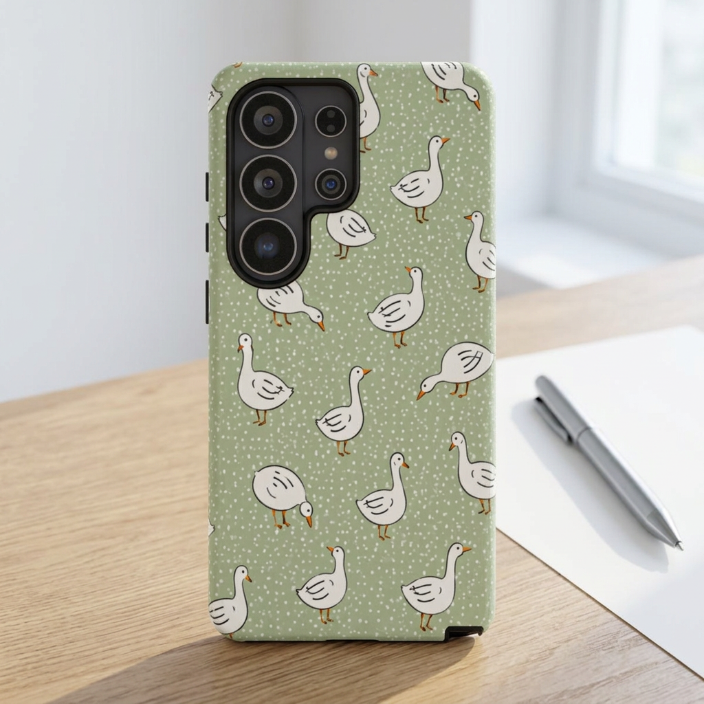 Goose Samsung Galaxy Phone Case | Cute White Goose Pattern Cover