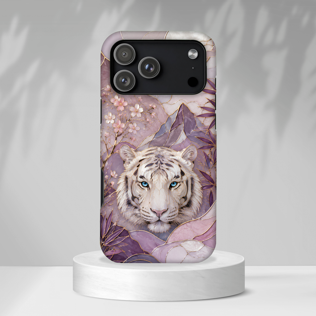 White Tiger iPhone Case | Cherry Blossom Art Cover