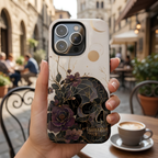 Gothic Skull iPhone Case | Dark Floral Rose Art Cover
