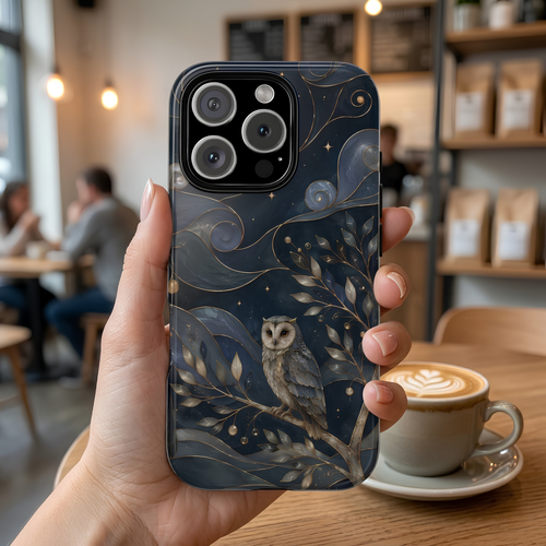 Barn Owl iPhone Case | Midnight Forest Art Cover