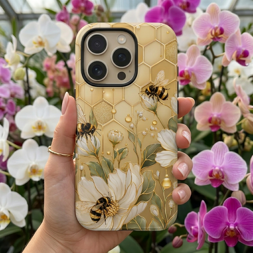 Bee Floral iPhone Case | Honeycomb Wildflower Cover