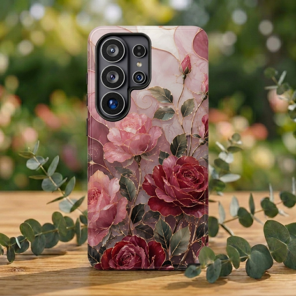 Vintage Rose Samsung Galaxy Phone Case | Floral Bouquet Art Cover