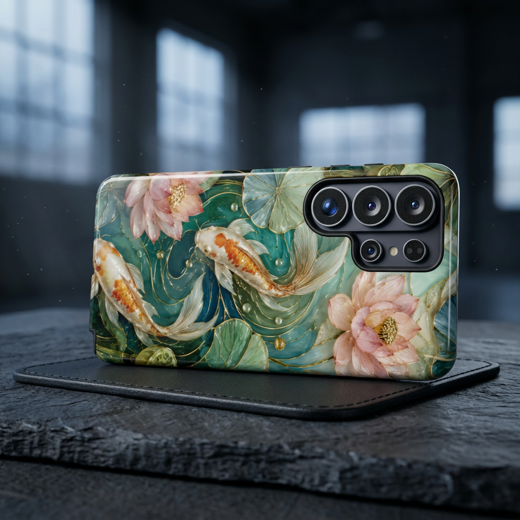 Koi Fish Samsung Galaxy Phone Case | Lotus Pond Art Cover