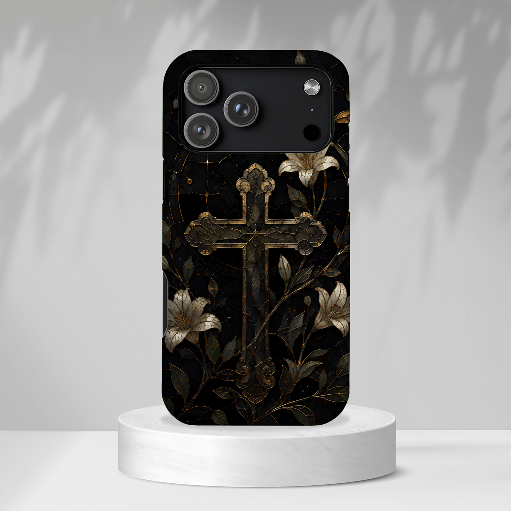 Gothic Cross Lily iPhone Case | Christian iPhone Case