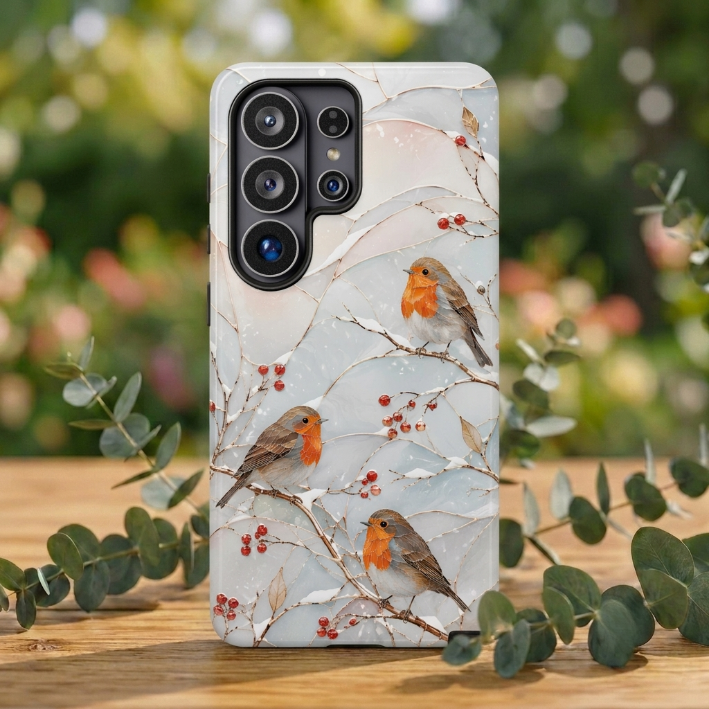 Robin Bird Samsung Galaxy Phone Case | Winter Berries Phone Case
