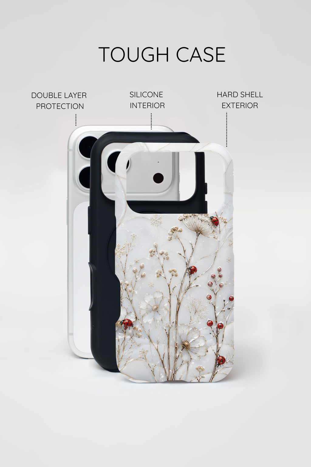 Ladybug Floral iPhone Case | White Flower iPhone Case