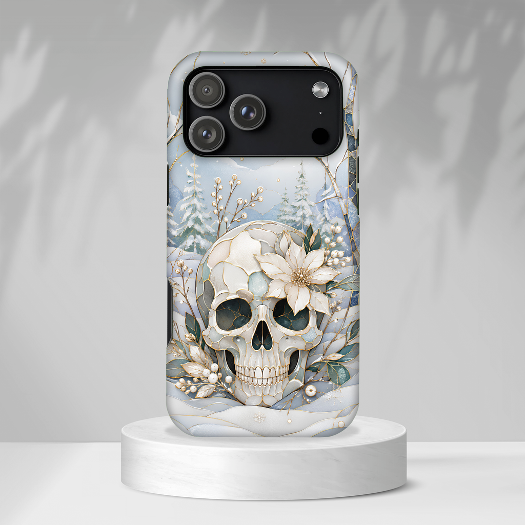 Gothic Skull iPhone Case | Winter Floral iPhone Case