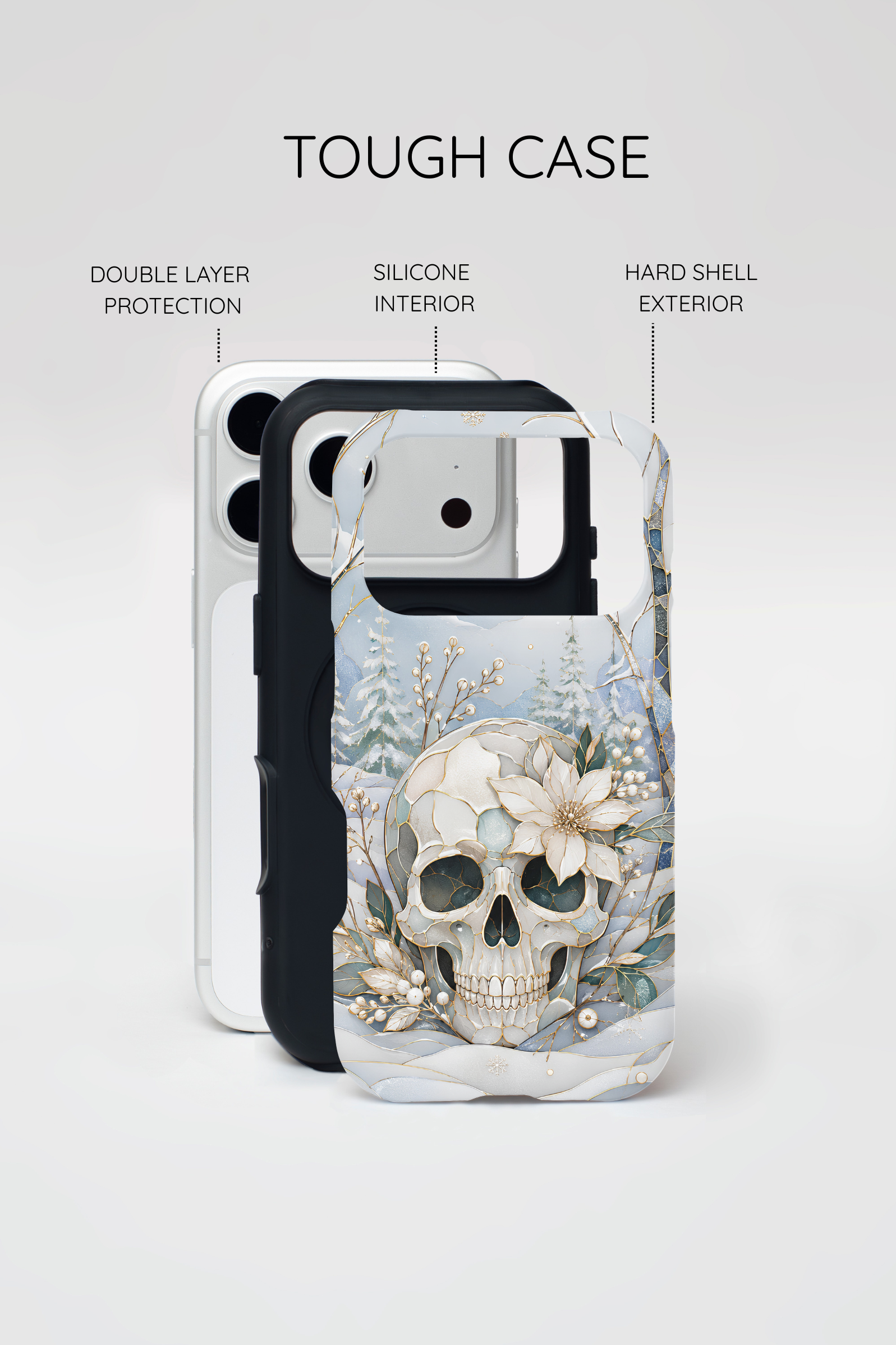 Gothic Skull iPhone Case | Winter Floral iPhone Case