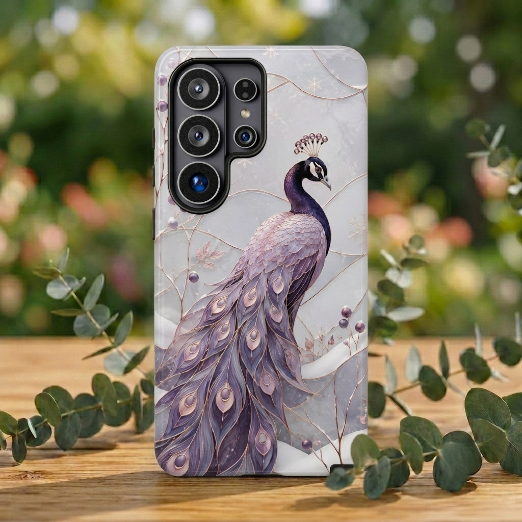 Peacock Samsung Galaxy Phone Case | Lavender Peacock Phone Case