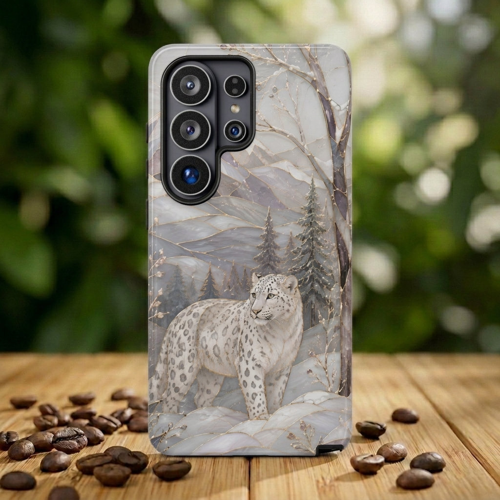 Snow Leopard Samsung Galaxy Phone Case | Winter Wildlife Phone Case