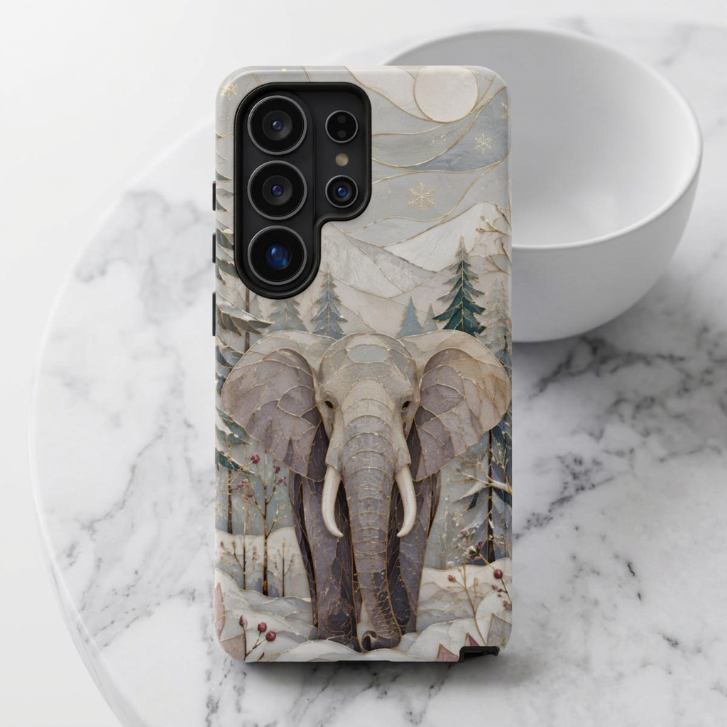 Elephant Samsung Galaxy Phone Case | Winter Forest Phone Case