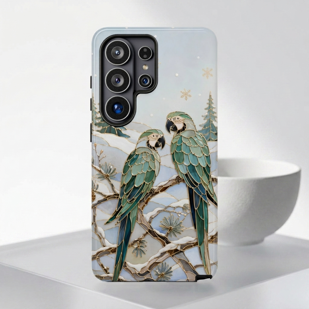 Parrot Phone Samsung Galaxy Case | Winter Bird Phone Case