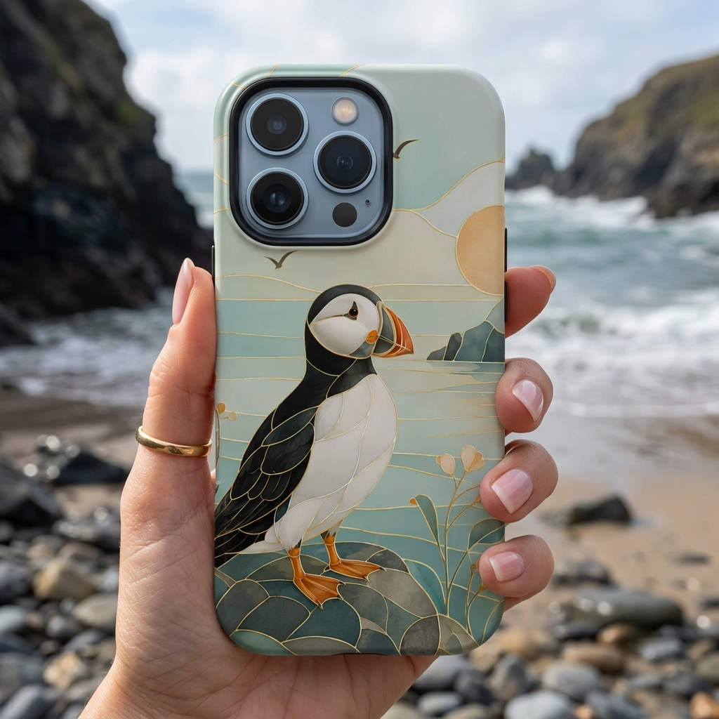 Puffin Coastal iPhone Case | Seaside Bird Art iPhone Case