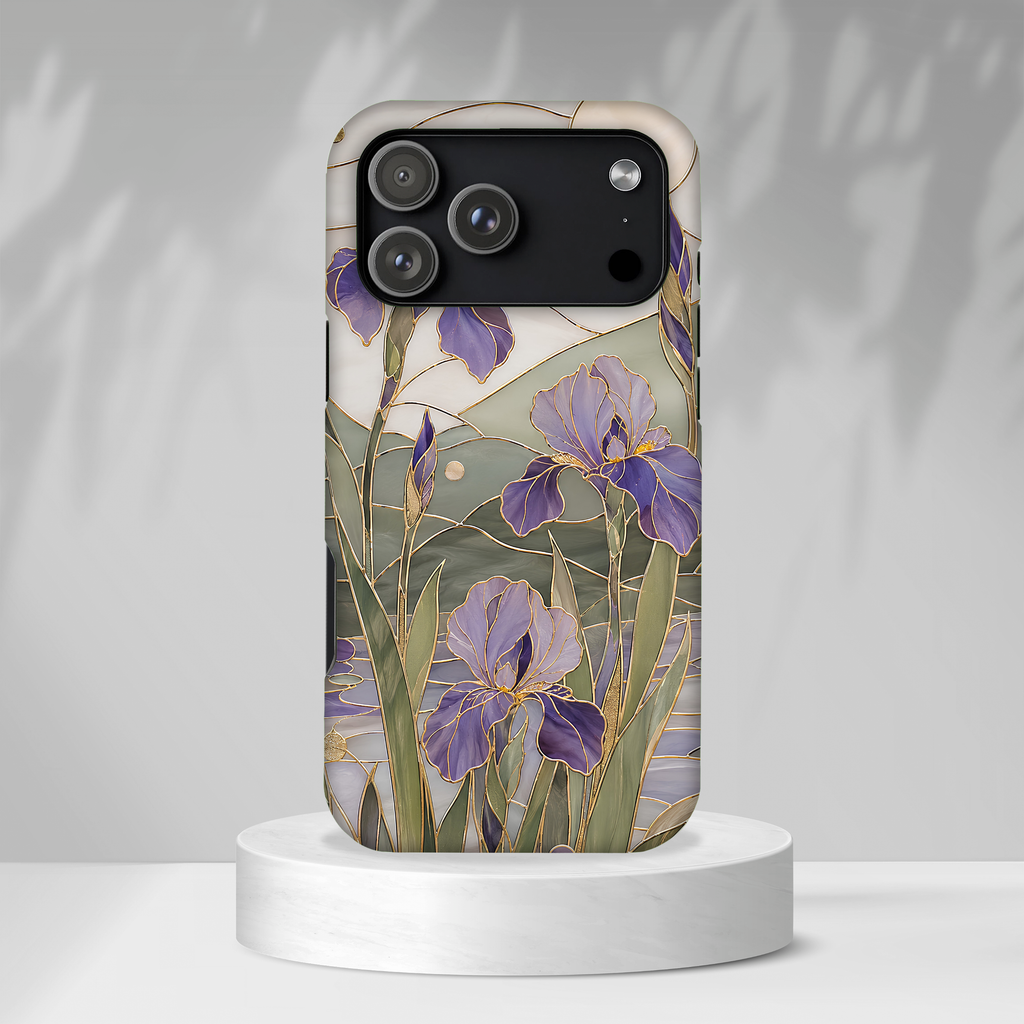 Stained Glass Iris iPhone Case | Purple Floral iPhone Case