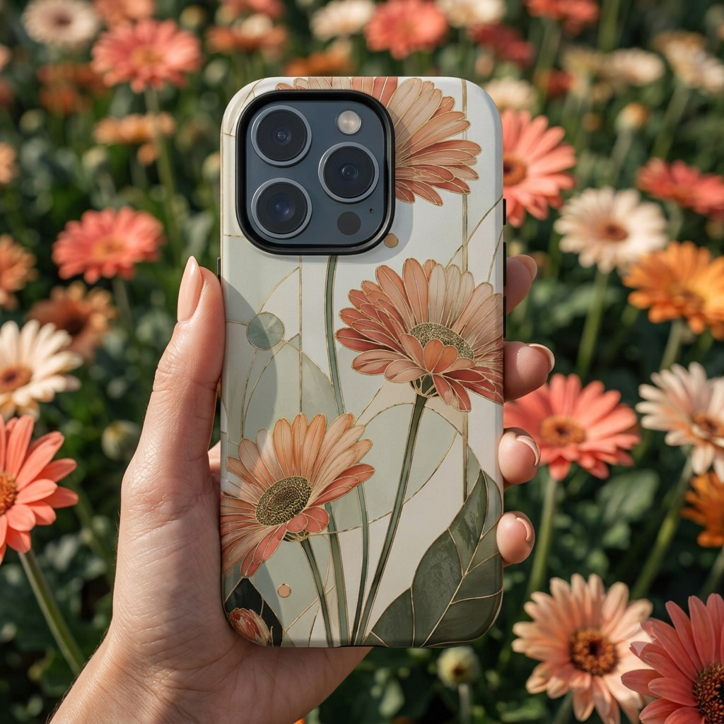Gerbera Daisy iPhone Case | Stained Glass Floral iPhone Case