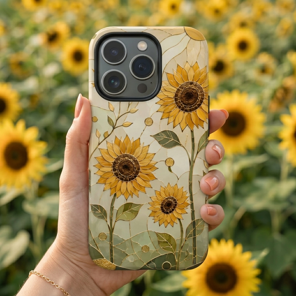 Sunflower iPhone Case | Stained Glass Floral iPhone Case