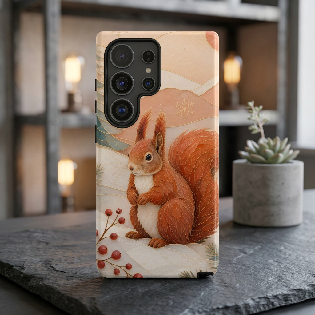 Winter Squirrel Samsung Galaxy Phone Case | Woodland Animal Phone Case