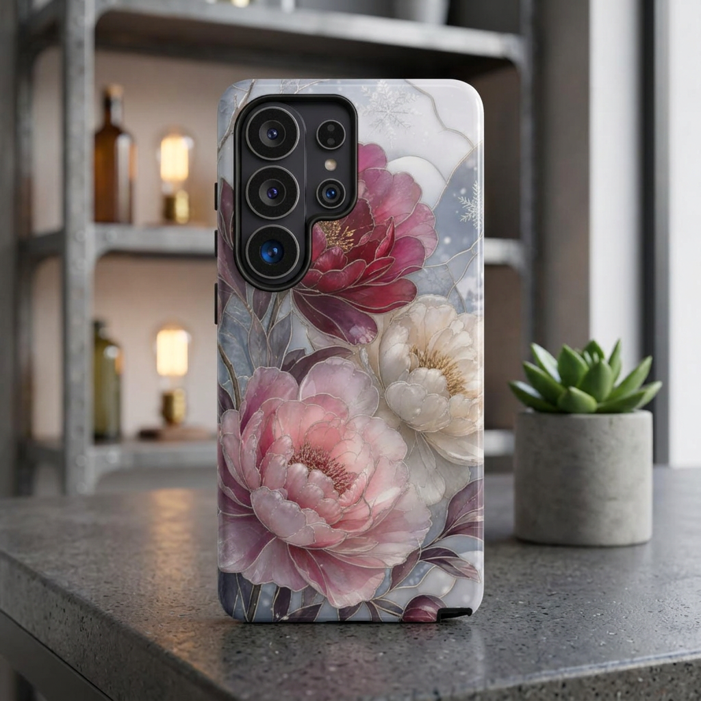 Vintage Floral Samsung Galaxy Phone Case | Peony Flower Phone Case