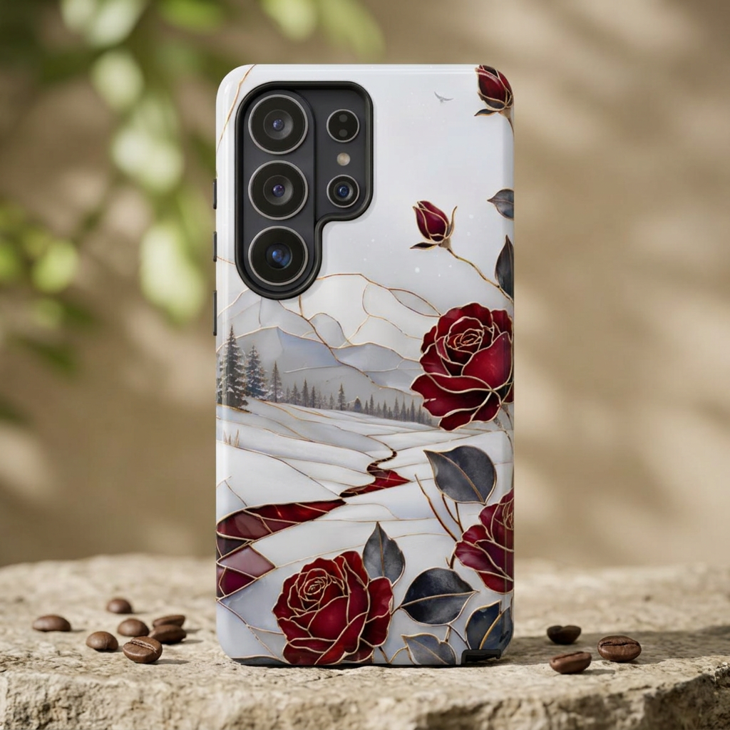 Winter Rose Samsung Galaxy Phone Case | Red Floral Phone Case