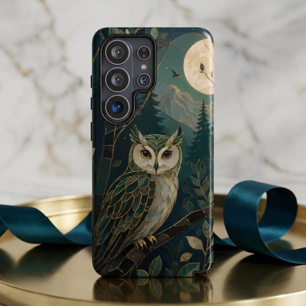 Owl Samsung Galaxy Phone Case | Moonlit Forest Phone Case